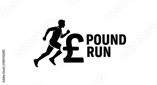 Creative Silhouette of Athlete Running Through Symbolic Currency Sign in Motion