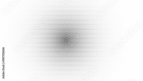 Black dots create a radial halftone pattern with a smooth gradient effect across a white surface