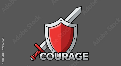 Courage Symbol: Shield And Sword Illustration Representing Bravery and Resilience