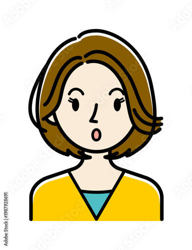 ベクターイラスト素材：驚いてびっくりしている若い女性アイコン