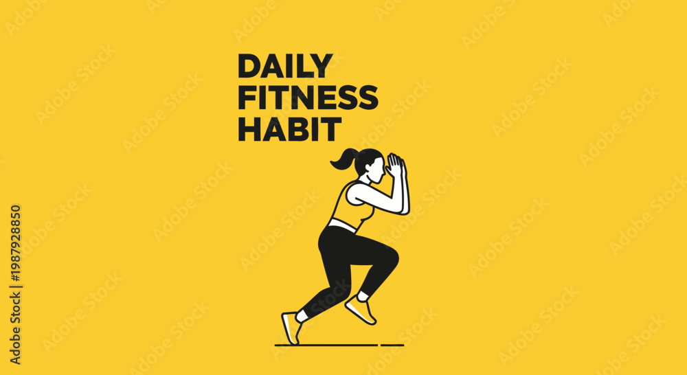 Fototapeta premium Daily Fitness Habit Woman Silhouette Performing Exercise Dynamic Movement And Sport Motivation