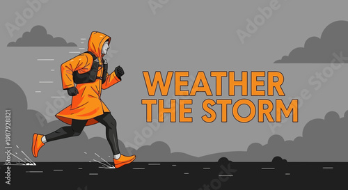 Courageous Runner Braving The Elements During A Violent Storm With A Determined Spirit