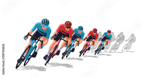 Cyclists Racing Toward Success, Depicting Athleticism, Competition, Speed, And Endurance