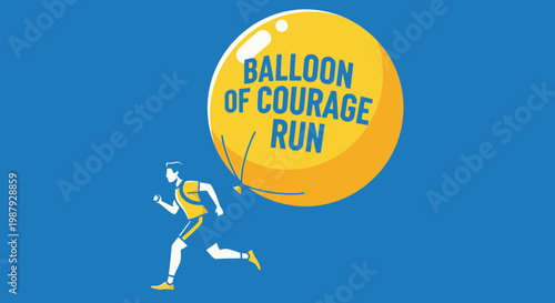 Courageous Runner Takes Flight With Motivational Balloon Illustration Design