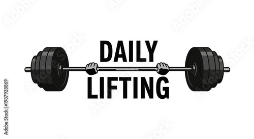 Daily Lifting Barbell Gym Workout Strength Fitness Motivation Graphic
