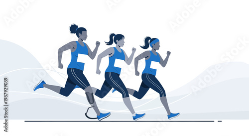 Diverse Athletes Competing In Race Showcasing Perseverance And Athleticism