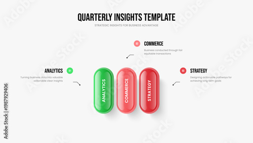 Visual Development 3 Step Infographic Slide Template. Corporate Launch Presentation Layout Vector Illustration. Project Report Three Option Diagram Slideshow Design.