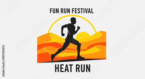 Desert Heat Fun Run Festival Silhouette Runner
