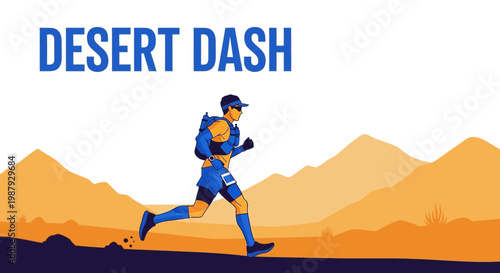 Desert Run: An Athletic Illustration Depicting a Runner in a Desert Landscape
