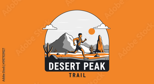 Desert Trail Runner Illustration Depicting Outdoor Adventure and Sport Exercise