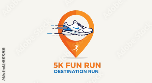 Destination Fun Run Location Emblem, a 5K Race, Healthy Lifestyle and Activity