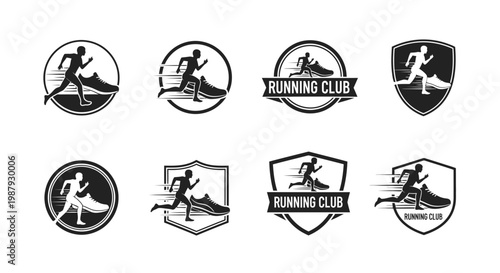 Diverse Running Athlete Logo Collection Dynamic Sport Emblems For Clubs And Teams