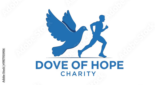 Dove And Runner Silhouette Symbolizing Charity And Spreading Hope To All Mankind