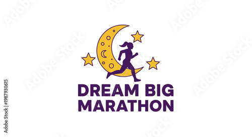 Dream Big Marathon Running Logo Design Illustration