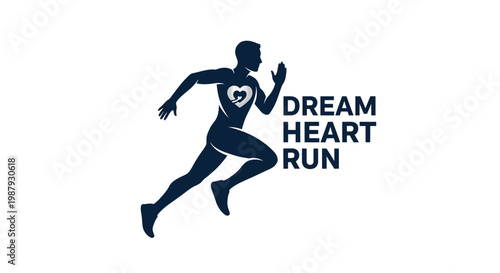 Dream Heart Run: A Silhouette Promoting Running and Cardio Exercise for Fitness, Design