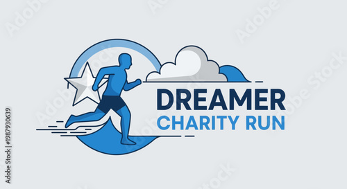 Dreamer Charity Run: An Active Design Featuring a Man Running in a Marathon Symbol