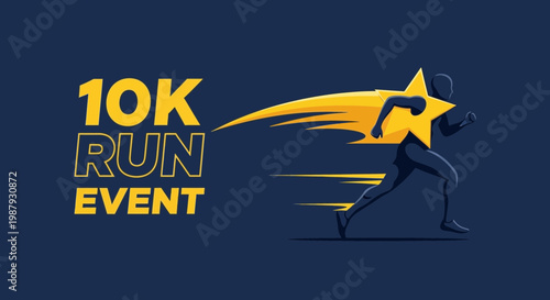 Dynamic 10K Run Event Design Featuring a Starry Silhouette Achieving Victory
