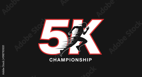 Dynamic 5K Championship Emblem Design: Athletic Silhouette, Bold Typography and Motion