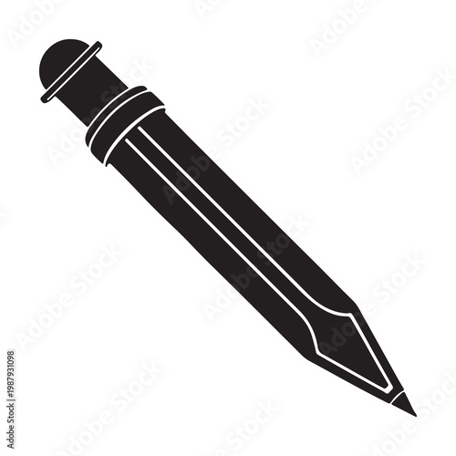 Blackandwhite illustration of a large pencil with eraser on top  simple graphic design element for art and drawing  educational tool