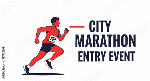Dynamic Athlete Competing in Urban Marathon Race Entry Event Promotion