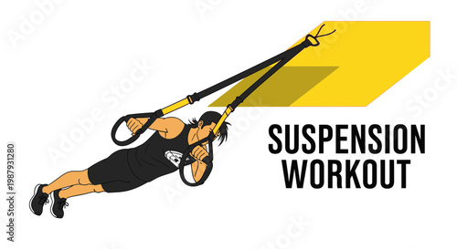 Dynamic Athlete Engaged In Intense Suspension Training Session