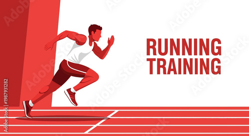 Dynamic Athlete Engaged In Sprint Training On A Red Track