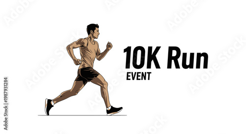 Dynamic Athlete Engages In A High-Energy 10K Run Competition Graphic Design