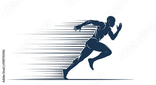 Dynamic Athlete Silhouette Captures Peak Speed And Athletic Motion