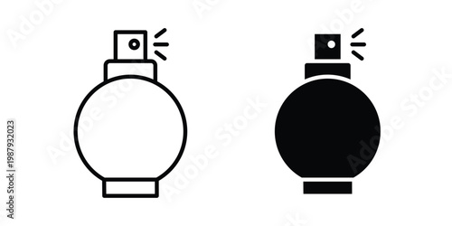 Round perfume bottle icon editable designs collection. black and white icons