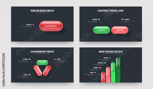 Project Briefing One Two Three Four Element Infographic Slide Template Vector Illustration Set. Consulting Proposal 1 2 3 4 Option Diagram Presentation Design Collection.