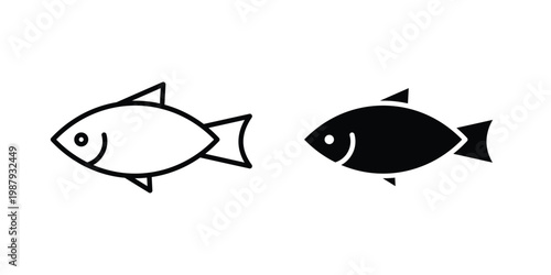 Sardine icon editable designs collection. black and white icons