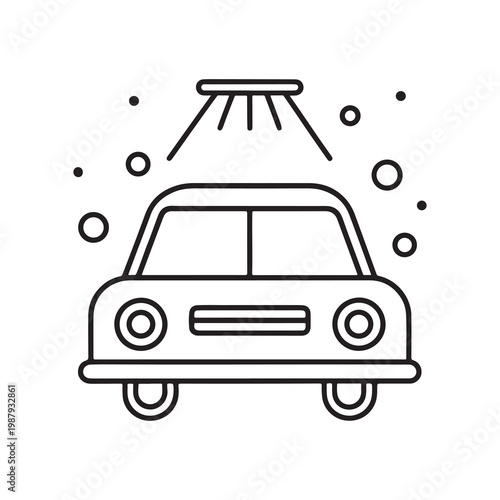 Car being washed with soap suds and water sprayed from above  car wash process  cleaning vehicle