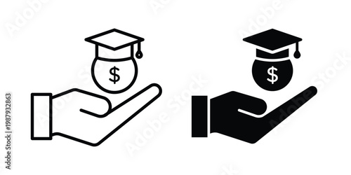 School fees icon editable designs collection. black and white icons