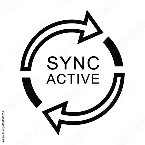Sync active status indicator featuring circular arrows for real time data monitoring interfaces