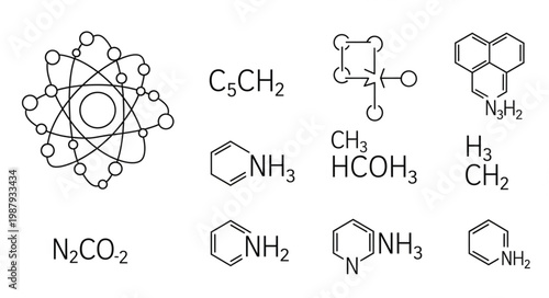 Collection of chemical formulas and molecular structures.