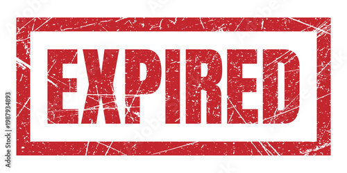 Expired grunge red rubber stamp icon isolated on white background, design for invalid status and product time limit.