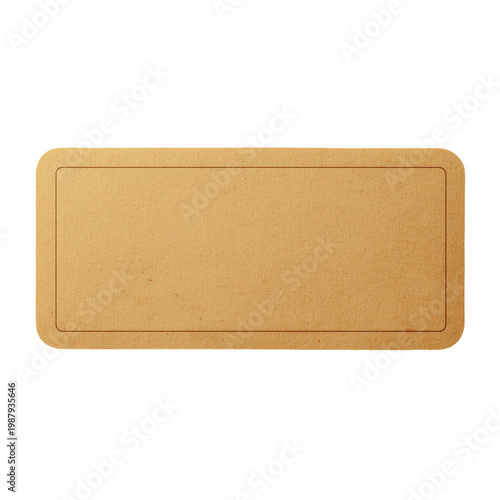 Blank rectangular cardboard label tag simple flat design isolated on a transparent background