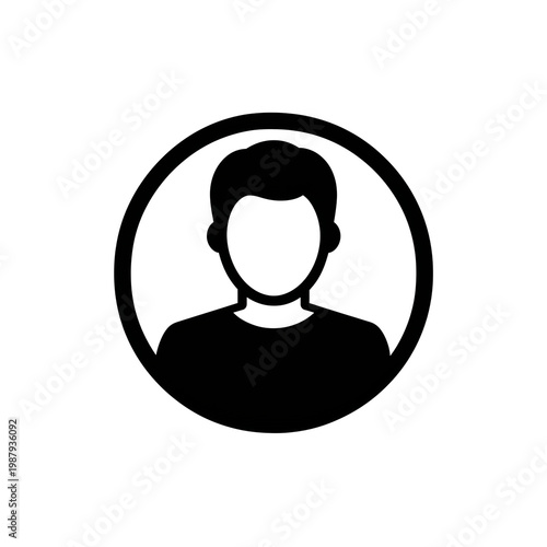 Simple circular user avatar icon outline profile symbol isolated on transparent background