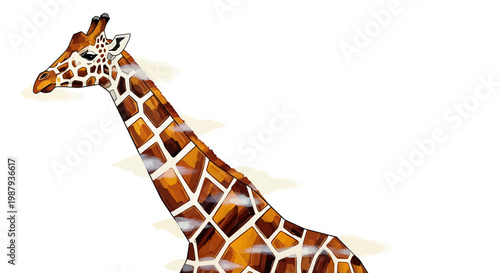 Giraffe Portrait Side View Profile.