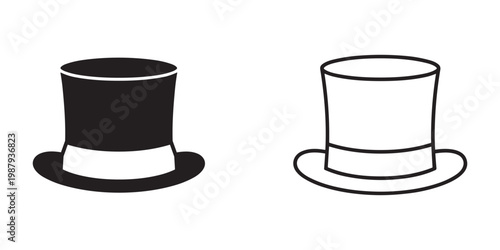 Magic top hat silhouette vector, Top hat icon vector