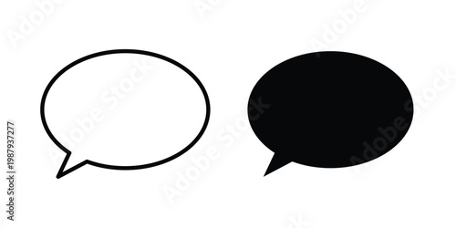 Speech bubble icon editable designs collection. black and white icons