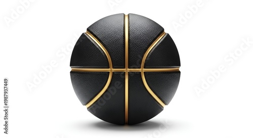 black basketball with gold stripes on white background