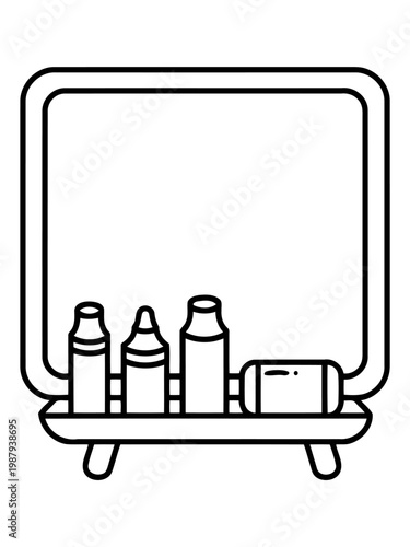 School Blackboard: A minimalist illustration of a school blackboard, complete with crayons and a piece of chalk, ready for lessons, ideas, and creative expression. 