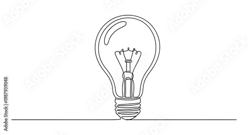 Single Line Drawing of a Light Bulb, Symbol of Idea and Innovation