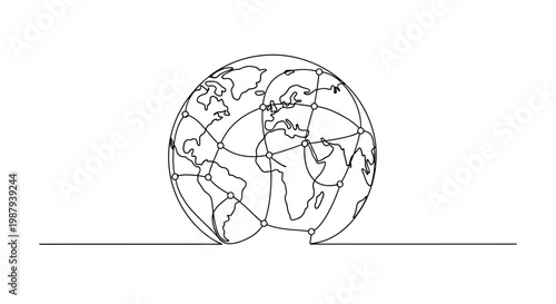 Global Network Connections on Earth Globe, Digital Communication, Internet, Technology Concept