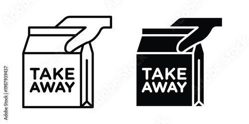 Take away icon editable designs collection. black and white icons