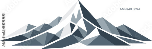 Annapurna geometric mountain vector, modern polygonal alpine peak illustration with sharp facets