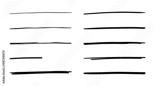 Collection of hand-drawn underlines and strokes on a white background
