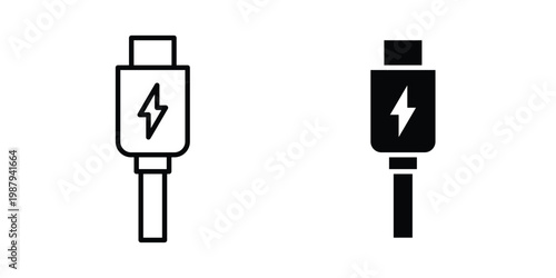 Usb icon editable designs collection. black and white icons