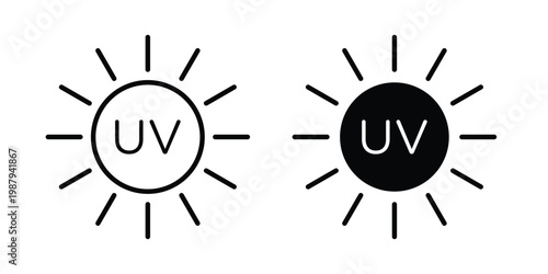UV icon editable designs collection. black and white icons